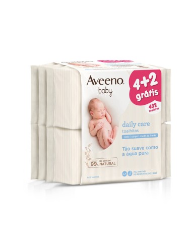 Aveeno Baby Pack Care Care Wipes 6x 72 وحدة