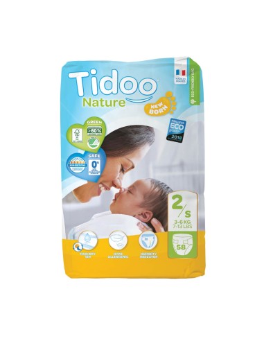 حفاضات TIDOO 2S حديثي الولادة (3-6 كجم) 58 PCS