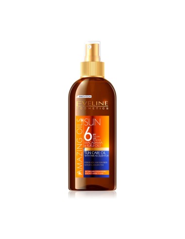 Eveline Cosmetics Sun Amazing Oils Sun Care Oil مع Tan Accelerator SPF6 150ml
