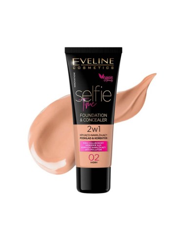 Eveline Cosmetics Selfie Time Foundation و Conealer 2in1 02 Ivory 30ml