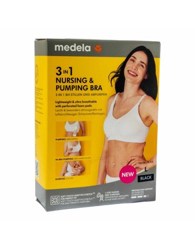 Medela 3 في 1 تمريض وضخ حمالة الصدر الأسود L