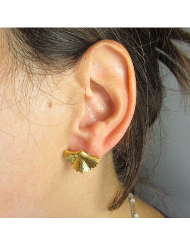 MRIO Inca Leaf Earrings Gold Plated Silver