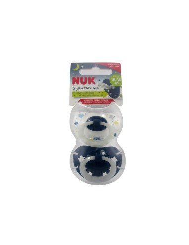 NUK Signature Night Silicone Soother 18-36m x2