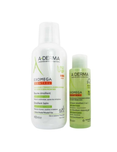 A-Derma Pack Exomega Control Balm 400ml and Cleansing Gel 100ml