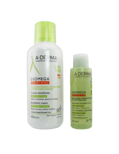 A-Derma Pack Exomega Control Cream 400ml and Cleansing Gel 100ml