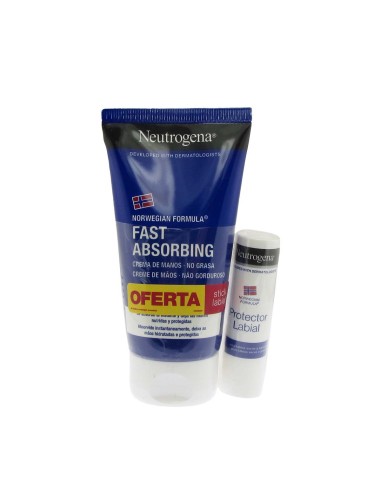 Neutrogena Pack Fast Absorbing Hand Cream 75ml and Lip Stick 5g