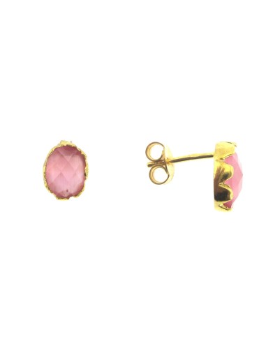 MRIO Classic Earrings Silver Gold Pink Stone