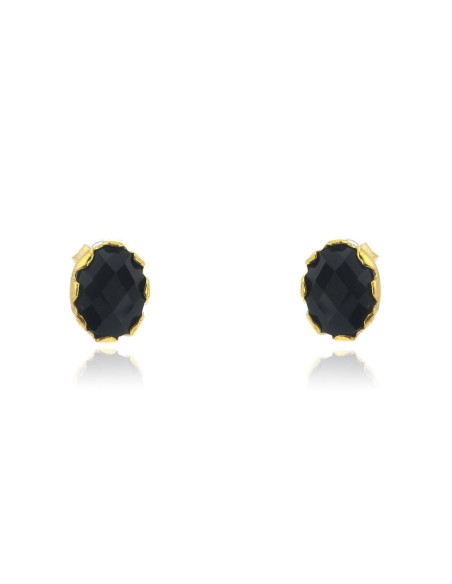 MRIO Classic Earrings Silver Gilt Black Stone MRIO Classic Earrings Silver Gilt Black Stone