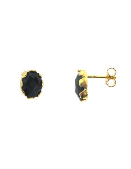 MRIO Classic Earrings Silver Gilt Black Stone MRIO Classic Earrings Silver Gilt Black Stone