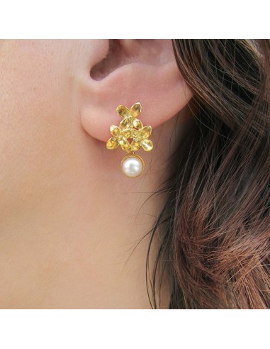 MRIO Inca Pearl Silver Wavy Leaf Earrings