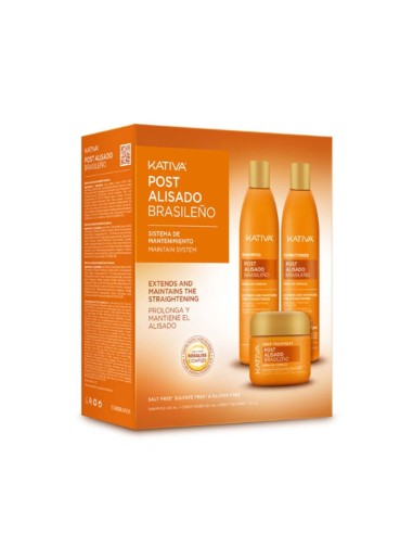 Kativa Kit Post Alisado Brasileño Shampoo, Conditioner and Intensive Repair Treatment