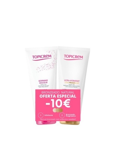 Topicrem Pack Ultra-Moisturizing Progressive Tan 200ml and Gentle Scrub 200ml