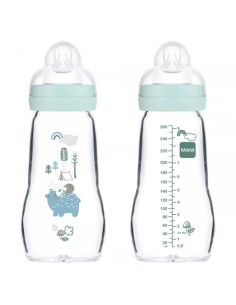 Mam Feel Good Glass Bottle Blue 2m 260ml