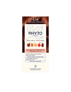 Phyto Color Permanent Hair Color with Plant Pigments 6.34 Dark Copper Blonde Intense