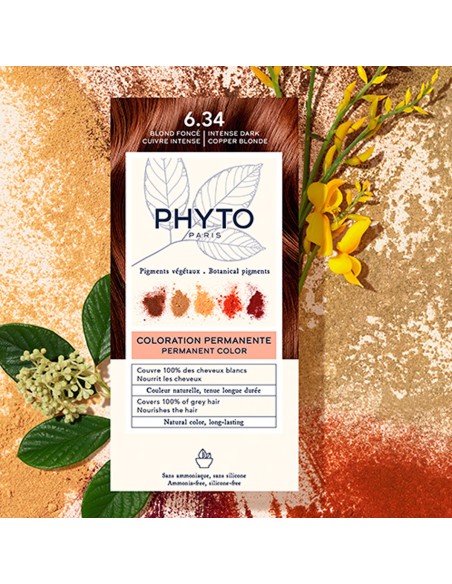 Phyto Color Permanent Hair Color with Plant Pigments 6.34 Dark Copper Blonde Intense Phyto Color Permanent Hair Color with Plant Pigments 6.34 Dark Copper Blonde Intense