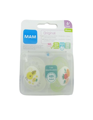 Mam Original Silicone Soother 6m Grey 2 Units