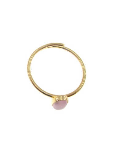 M Rio Classic Adjustable Ring Pink Stone Oval Silver Gilt