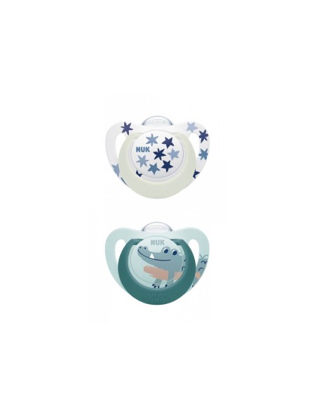 NUK Star Day and Night Silicone Soother 6-18M x2 NUK Star Day and Night Silicone Soother 6-18M x2