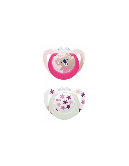 NUK Star Day and Night Silicone Soother 6-18M x2 NUK Star Day and Night Silicone Soother 6-18M x2