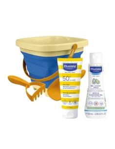 Mustela Beach Bucket Sunscreen SPF50 & Body and Hair Cleansing Gel