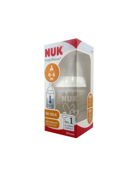 NUK First Choice Silicone Temperature Indicator Bottle 0-6M M 150ml NUK First Choice Silicone Temperature Indicator Bottle 0-6M M 150ml