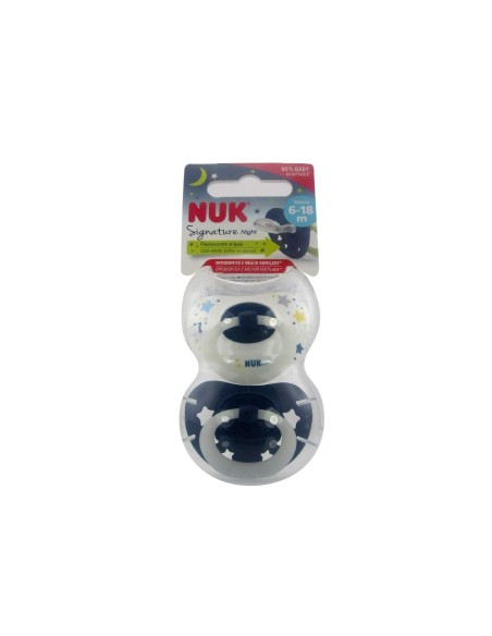 NUK Signature Night Silicone Soother 6-18m x2 NUK Signature Night Silicone Soother 6-18m x2
