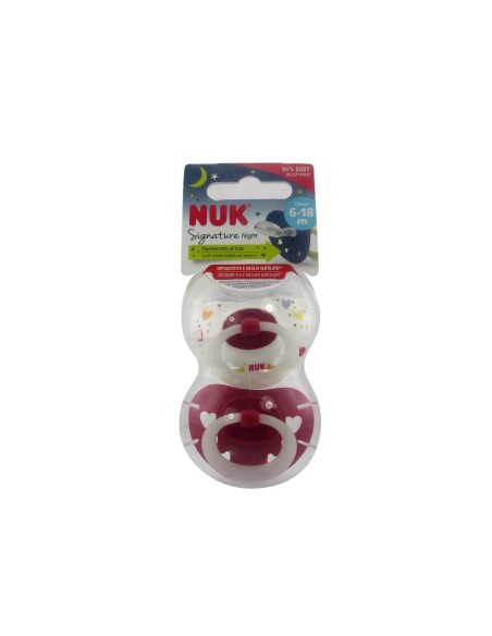 NUK Signature Night Silicone Soother 6-18m x2 NUK Signature Night Silicone Soother 6-18m x2