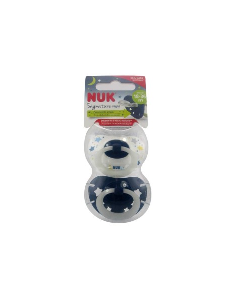 NUK Signature Night Silicone Soother 18-36m x2 NUK Signature Night Silicone Soother 18-36m x2