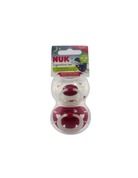 NUK Signature Night Silicone Soother 18-36m x2 NUK Signature Night Silicone Soother 18-36m x2