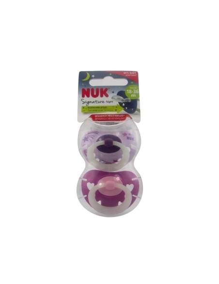 NUK Signature Night Silicone Soother 18-36m x2 NUK Signature Night Silicone Soother 18-36m x2